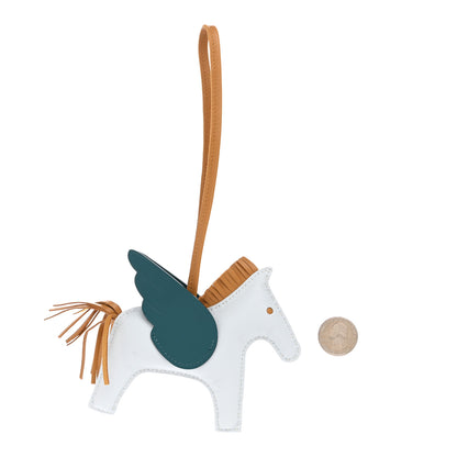 Hermes Milo Lambskin Grigri Rodeo Pegase Horse Bag Charm MM Bleu Brume Sesame Vert Bosphore 2 of 6