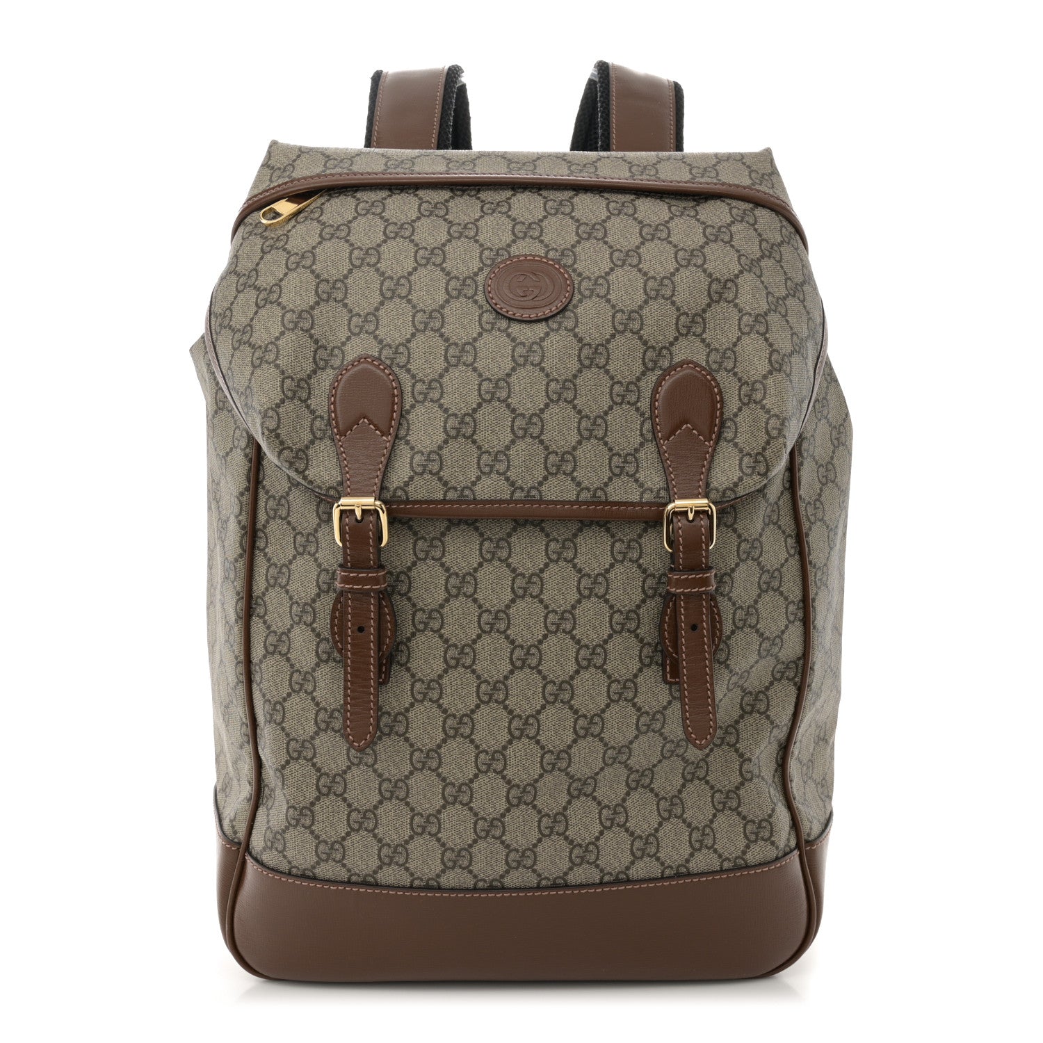 Gucci GG Supreme Monogram Azalea Calfskin Medium Retro Interlocking G Buckle Backpack Beige Ebony Brown Sugar 1 of 11