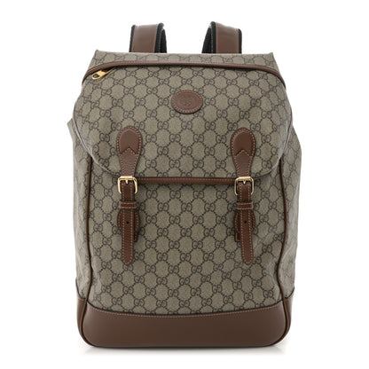 Gucci GG Supreme Monogram Azalea Calfskin Medium Retro Interlocking G Buckle Backpack Beige Ebony Brown Sugar 1 of 11