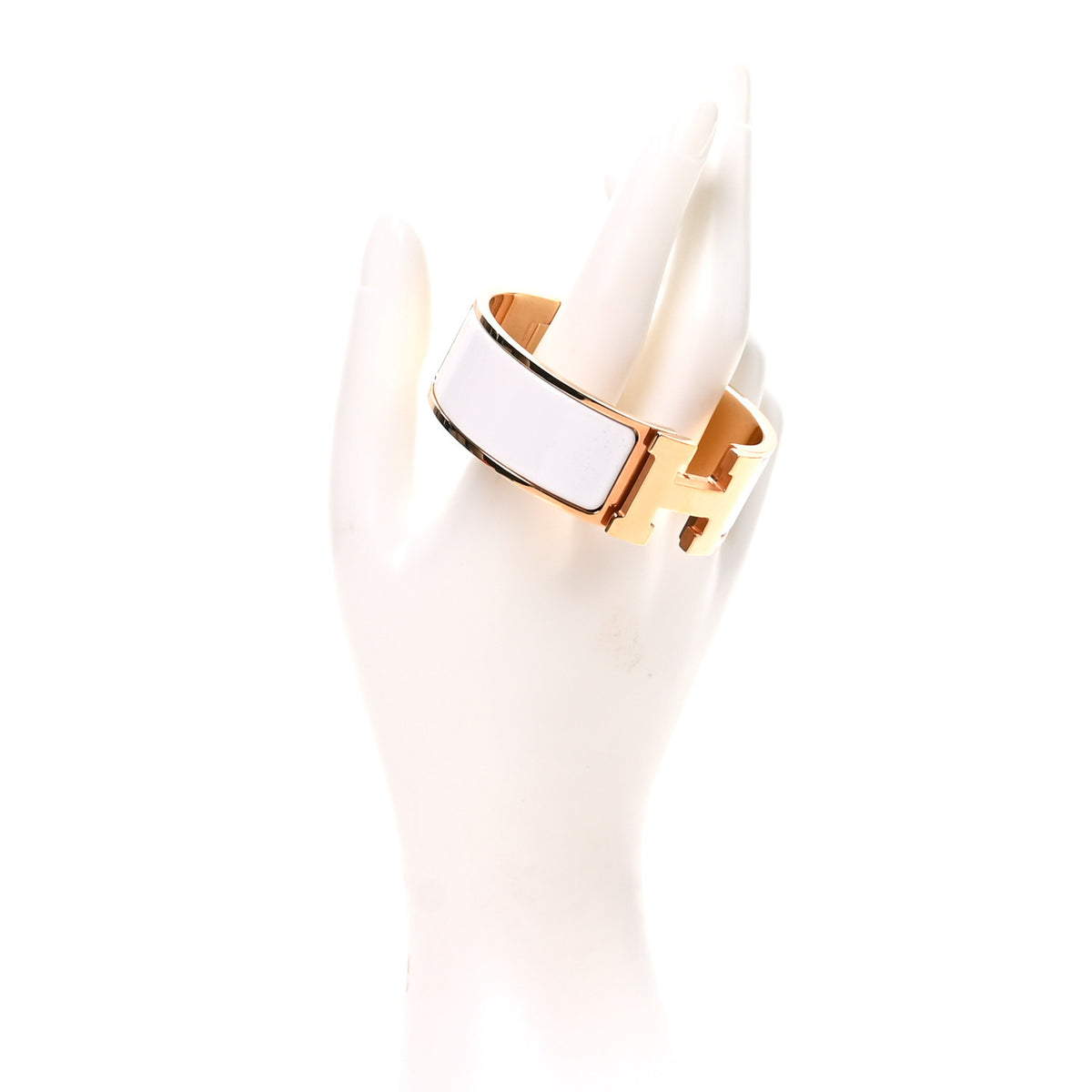 Enamel Wide Clic Clac H Bracelet PM White