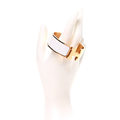 Hermes Enamel Wide Clic Clac H Bracelet PM White 2 of 5