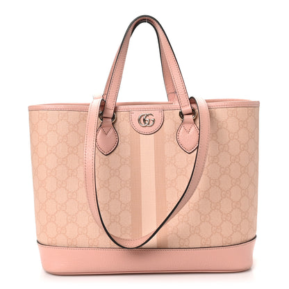 Gucci GG Supreme Monogram Textured Dollar Calfskin Medium Ophidia Shoulder Tote Bag Rose Pink 1 of 9