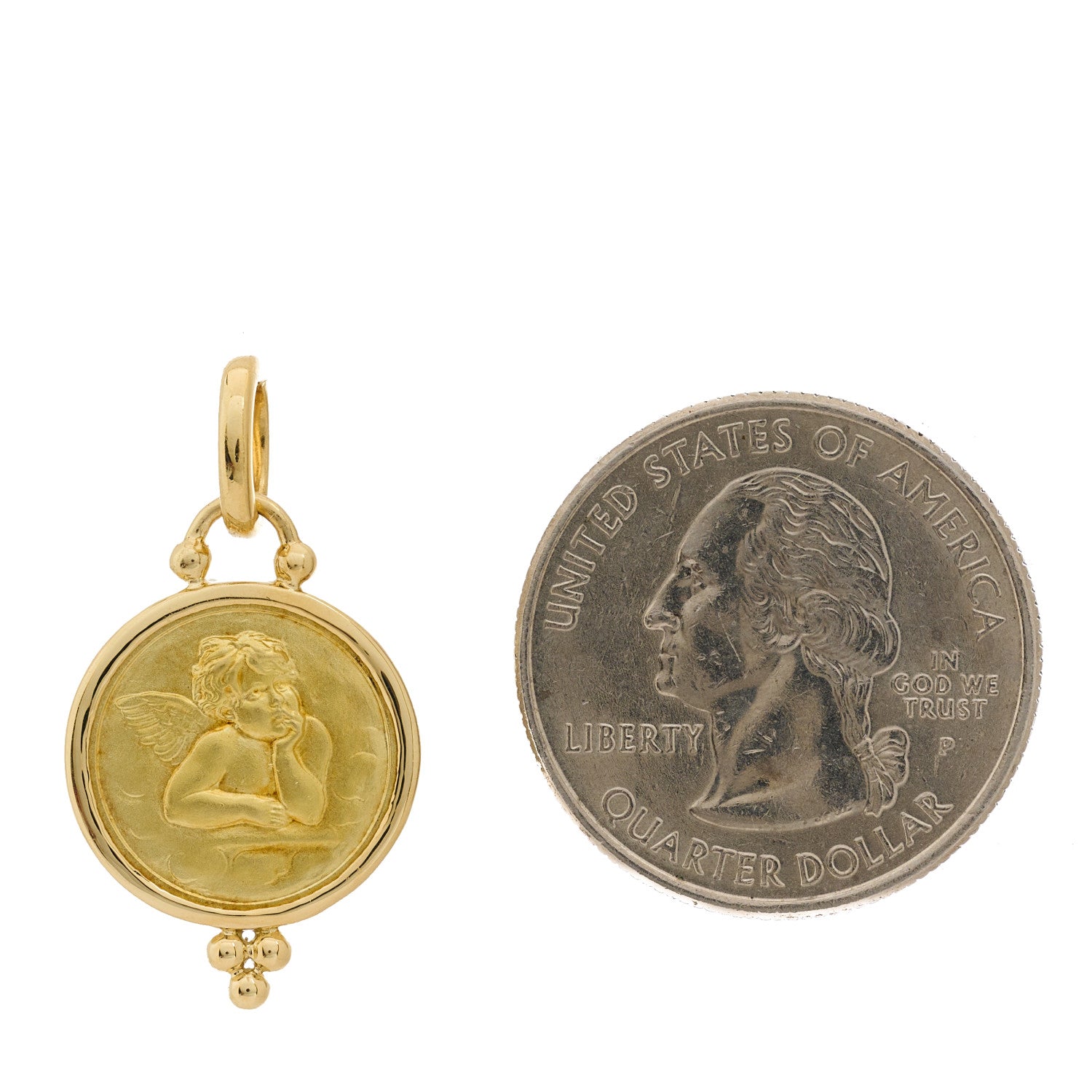 Temple St. Clair 18K Yellow Gold 16mm Angel Pendant 2 of 3