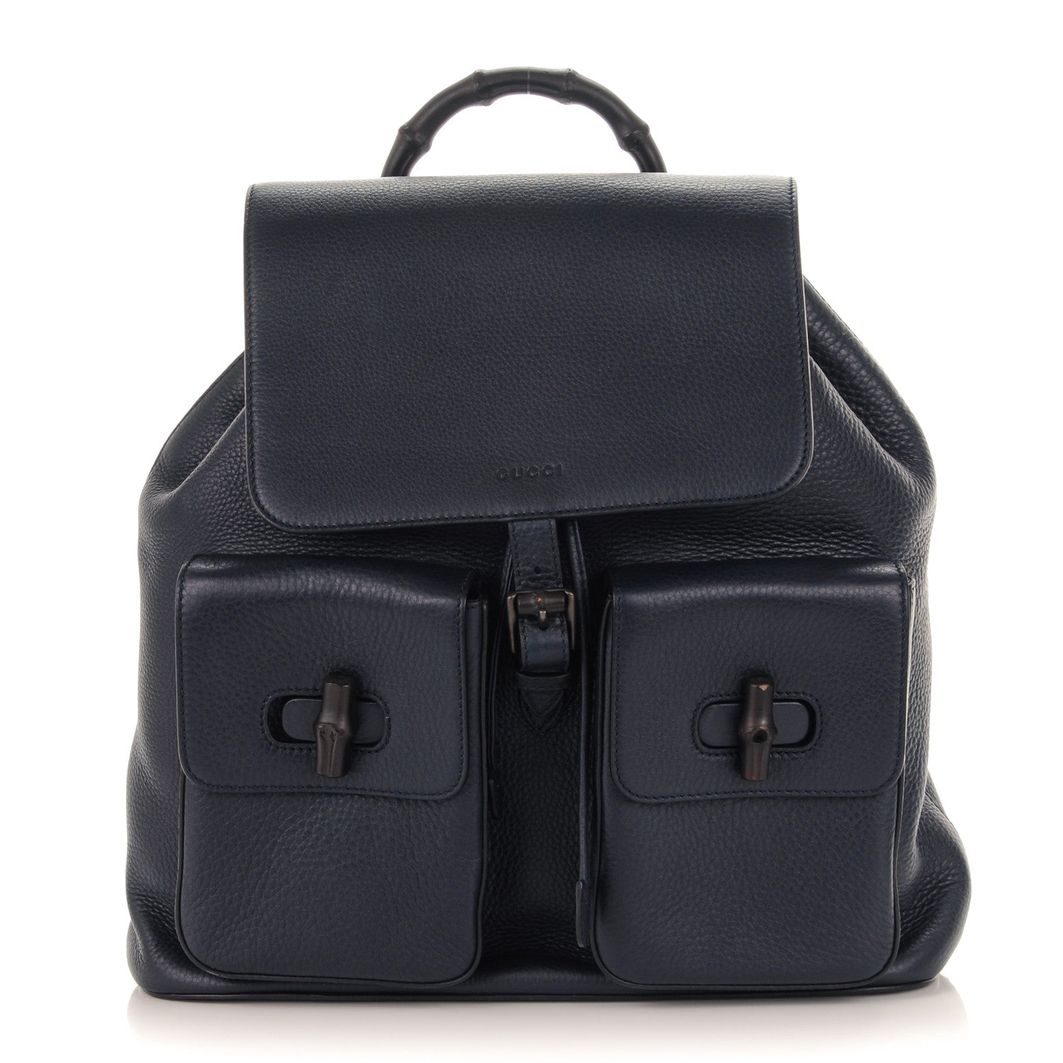 Gucci Calfskin Bamboo Medium Backpack Navy Blue 1 of 7