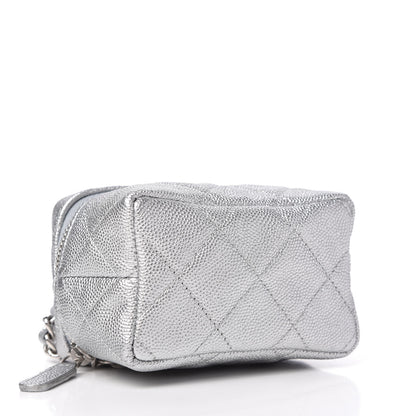 Chanel Metallic Caviar Quilted Mini Top Handle Vanity With Chain Silver 4 of 10