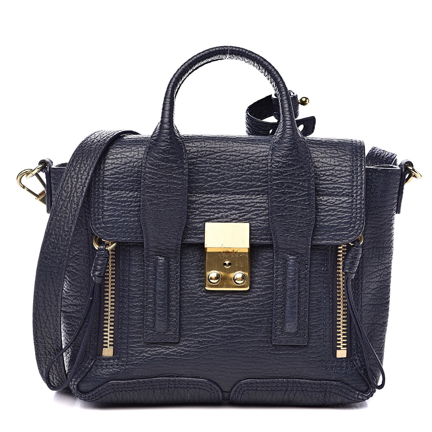 3.1 Phillip Lim 3.1 Textured Calfskin Mini Pashli Satchel Ink 1 of 17