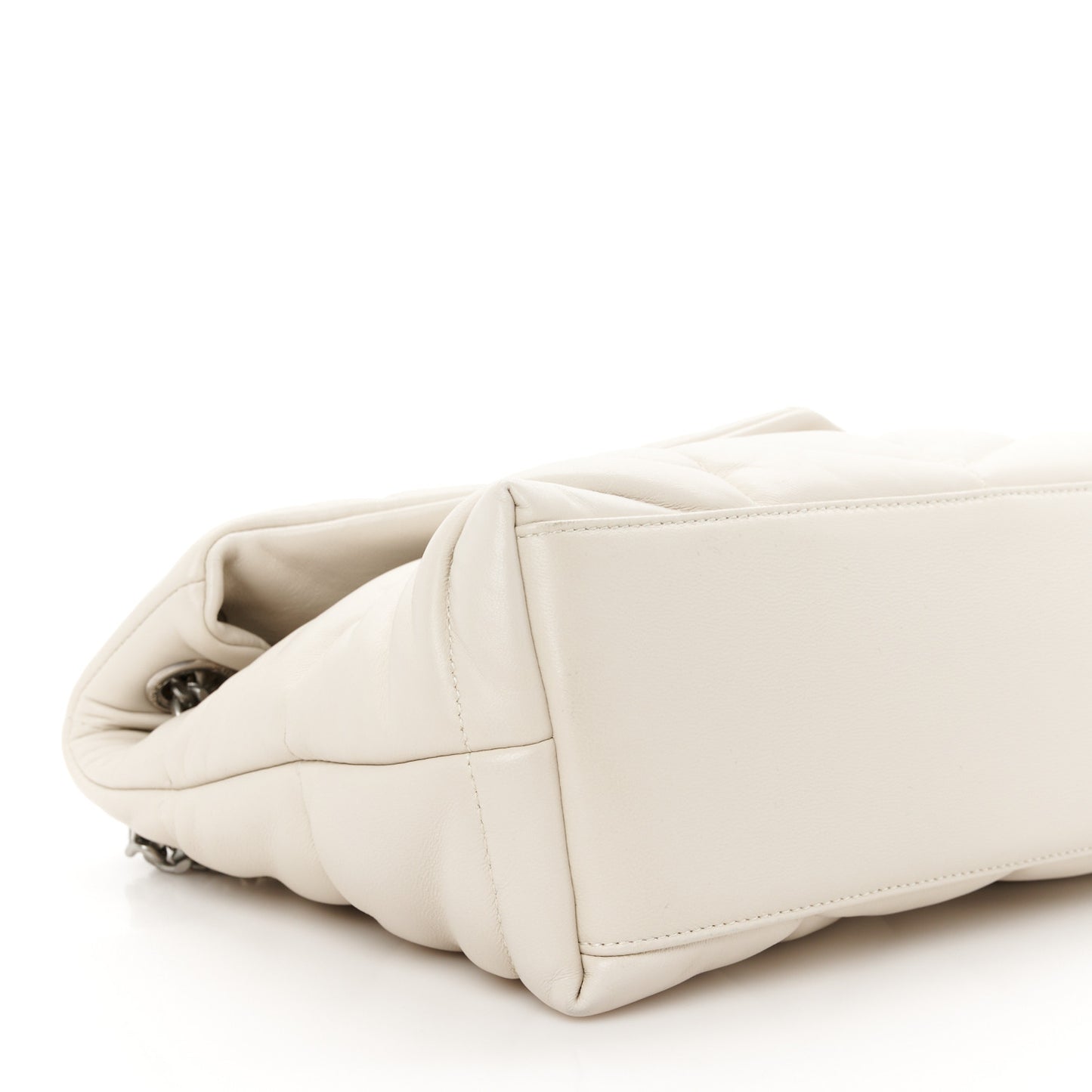 Lambskin Quilted Small Loulou Puffer Monogram Chain Satchel Crema Soft