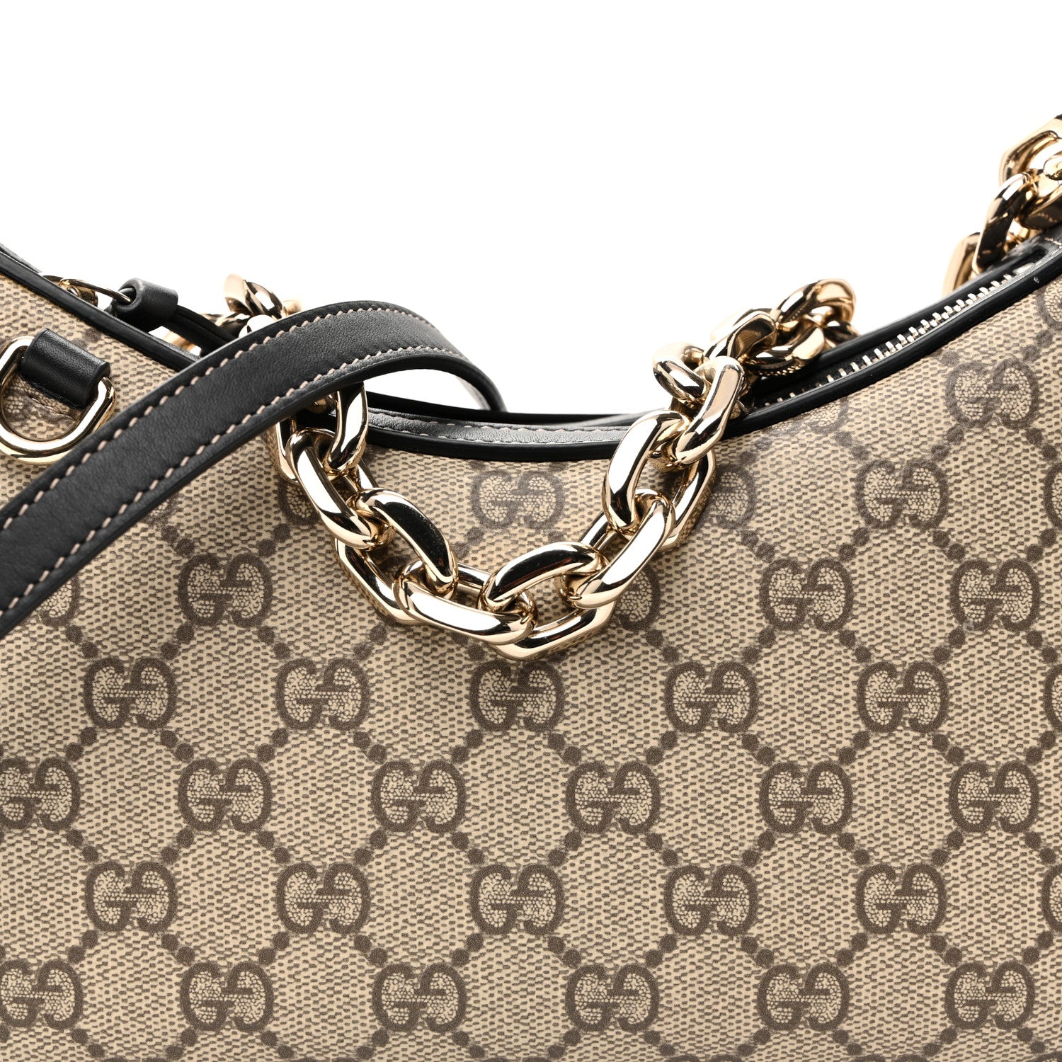 Gucci GG Supreme Monogram Textured Calfskin Small Emblem Shoulder