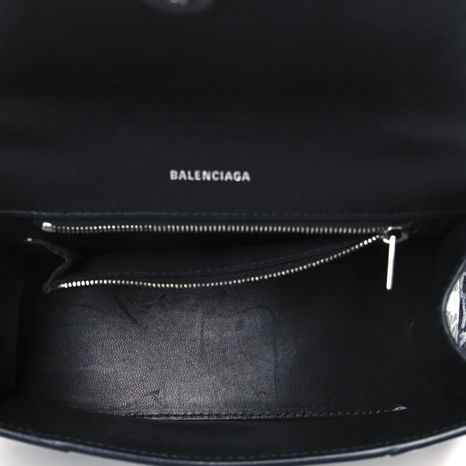 Balenciaga Agneau Graffiti Logo Small Hourglass Top Handle Bag Black 5 of 10