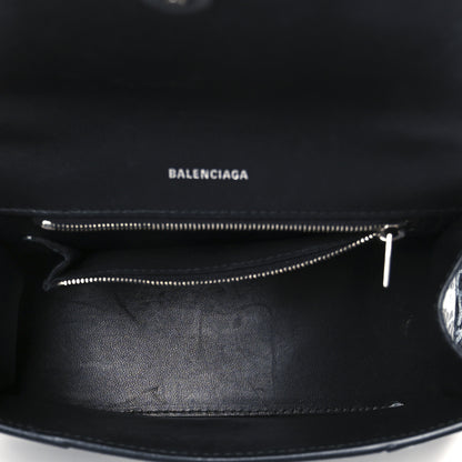 Balenciaga Agneau Graffiti Logo Small Hourglass Top Handle Bag Black 5 of 10