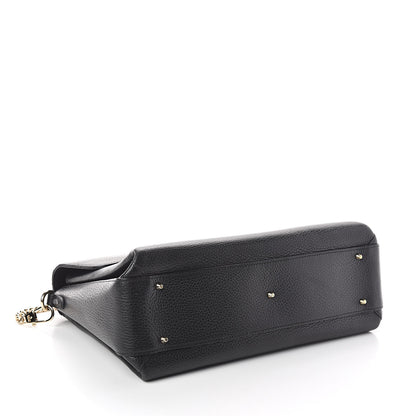 Gucci Dollar Calfskin Medium Interlocking G Top Handle Shoulder Bag Black 4 of 9