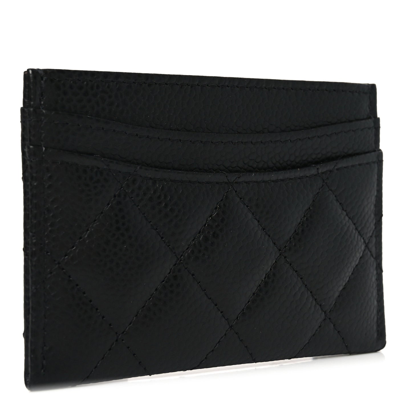Caviar Quilted Card Holder Black