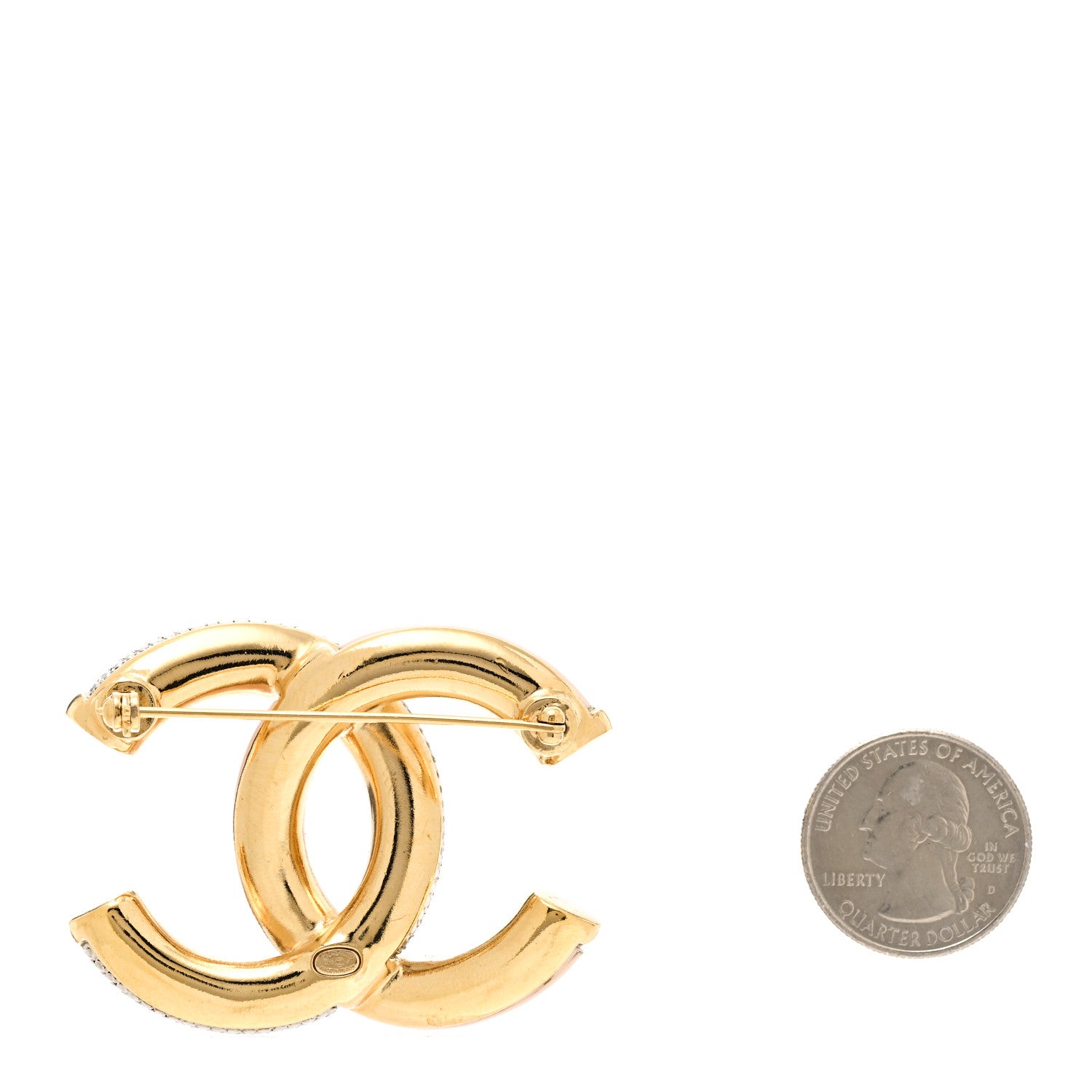 Chanel Enamel Crystal CC Brooch Light Pink Gold 3 of 5