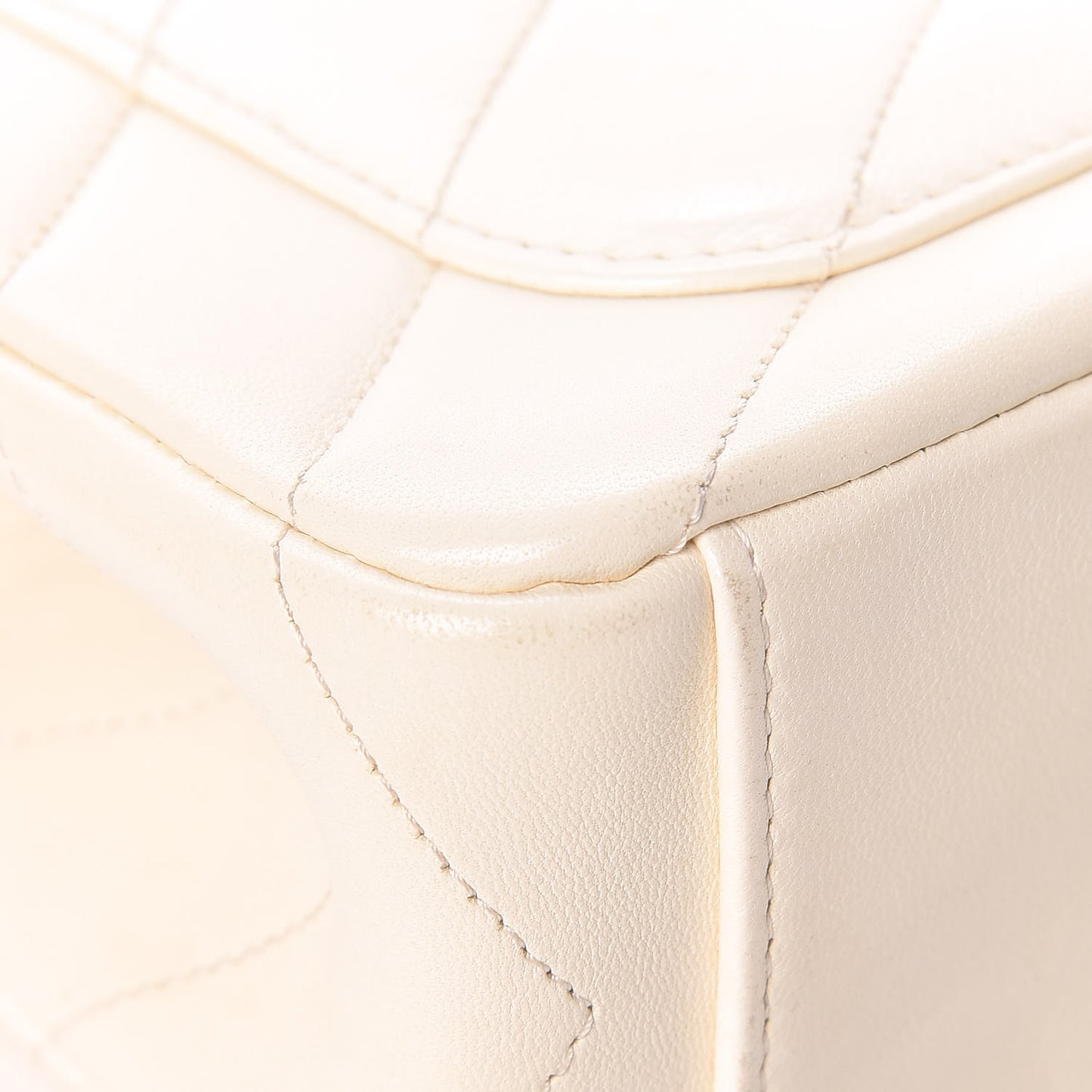 Lambskin Chevron Quilted Envelope Flap White