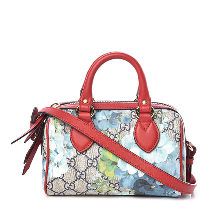 Gucci GG Supreme Monogram Blooms Mini Boston Navy Blue Hibiscus 1 of 9