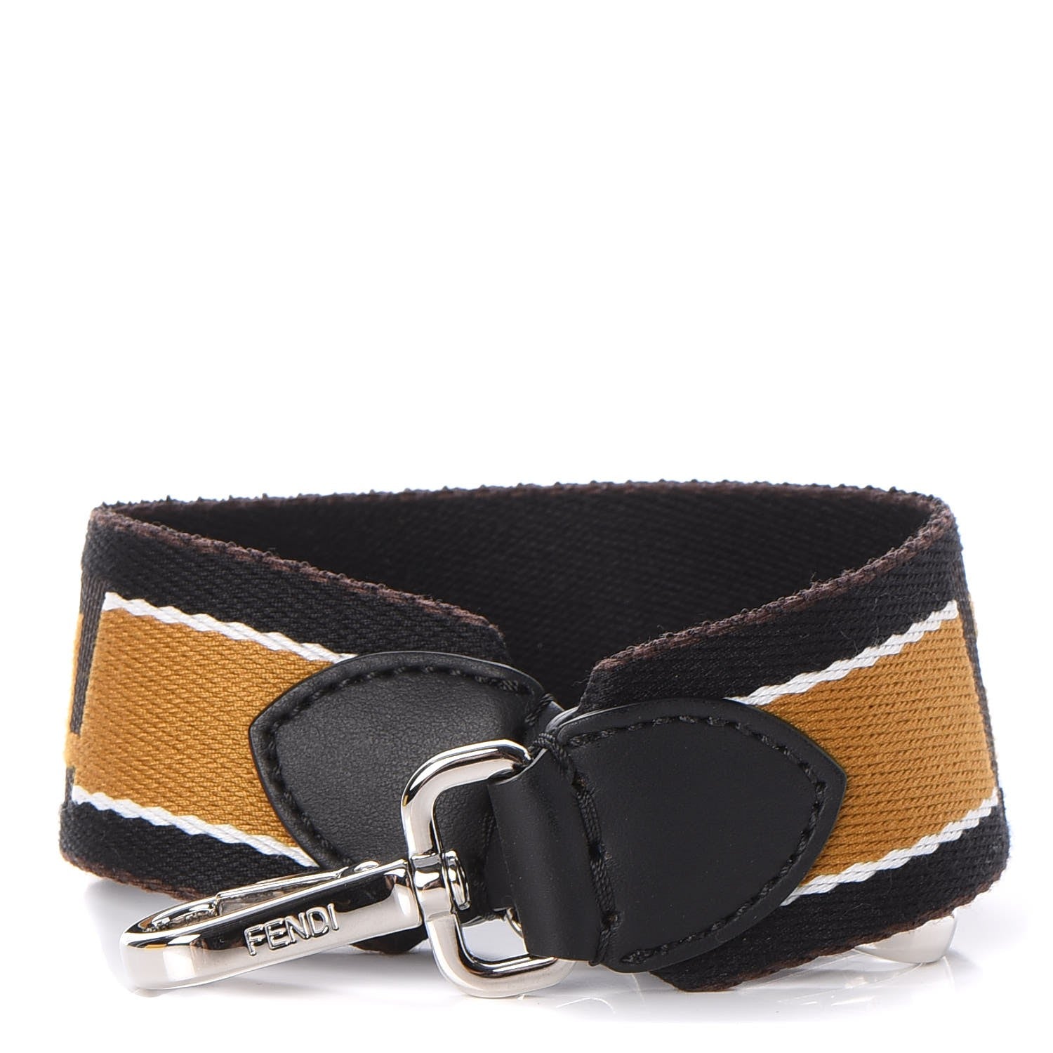 Fendi Ribbon Vitello Century FF Striped Mini Strap You Black Tobacco 1 of 6
