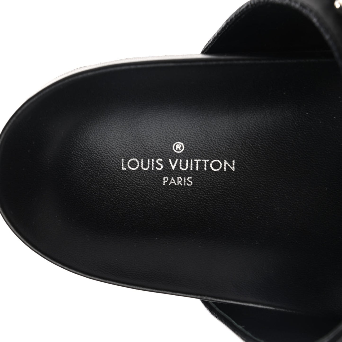 Calfskin New Wave Bom Dia Mule Sandals 38 Black