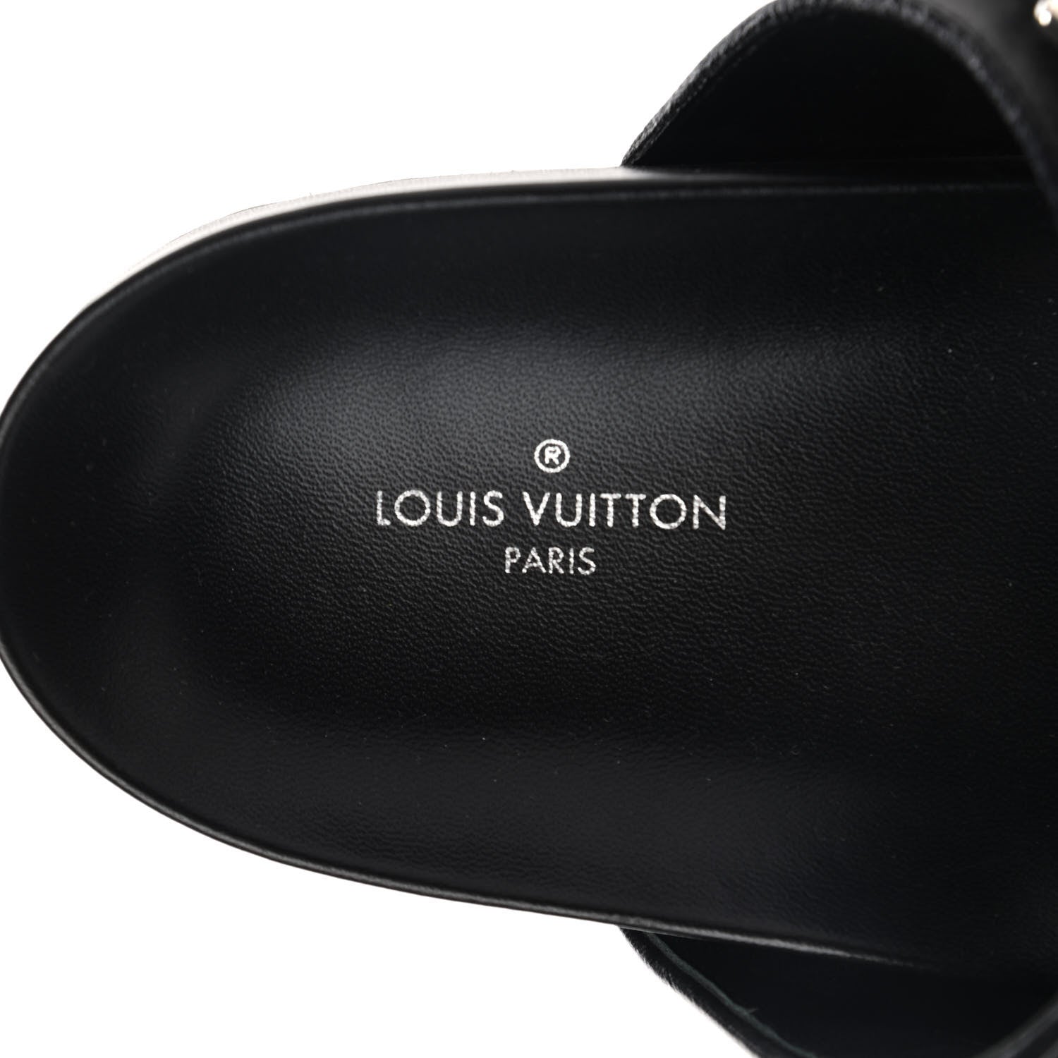 Louis Vuitton Calfskin New Wave Bom Dia Mule Sandals 38 Black 7 of 8
