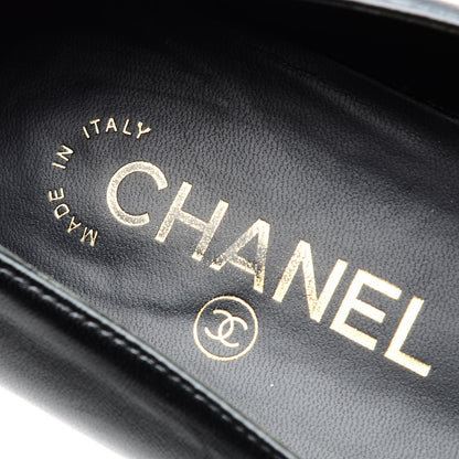 Chanel Lambskin Patent Calfskin Camellia Cap Toe Loafers 38 Black 9 of 10