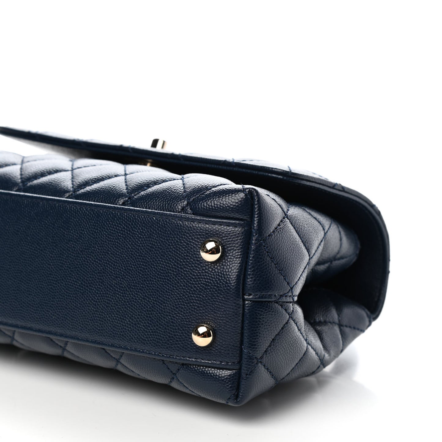 Caviar Quilted Lizard Embossed Mini Coco Handle Flap Navy Blue