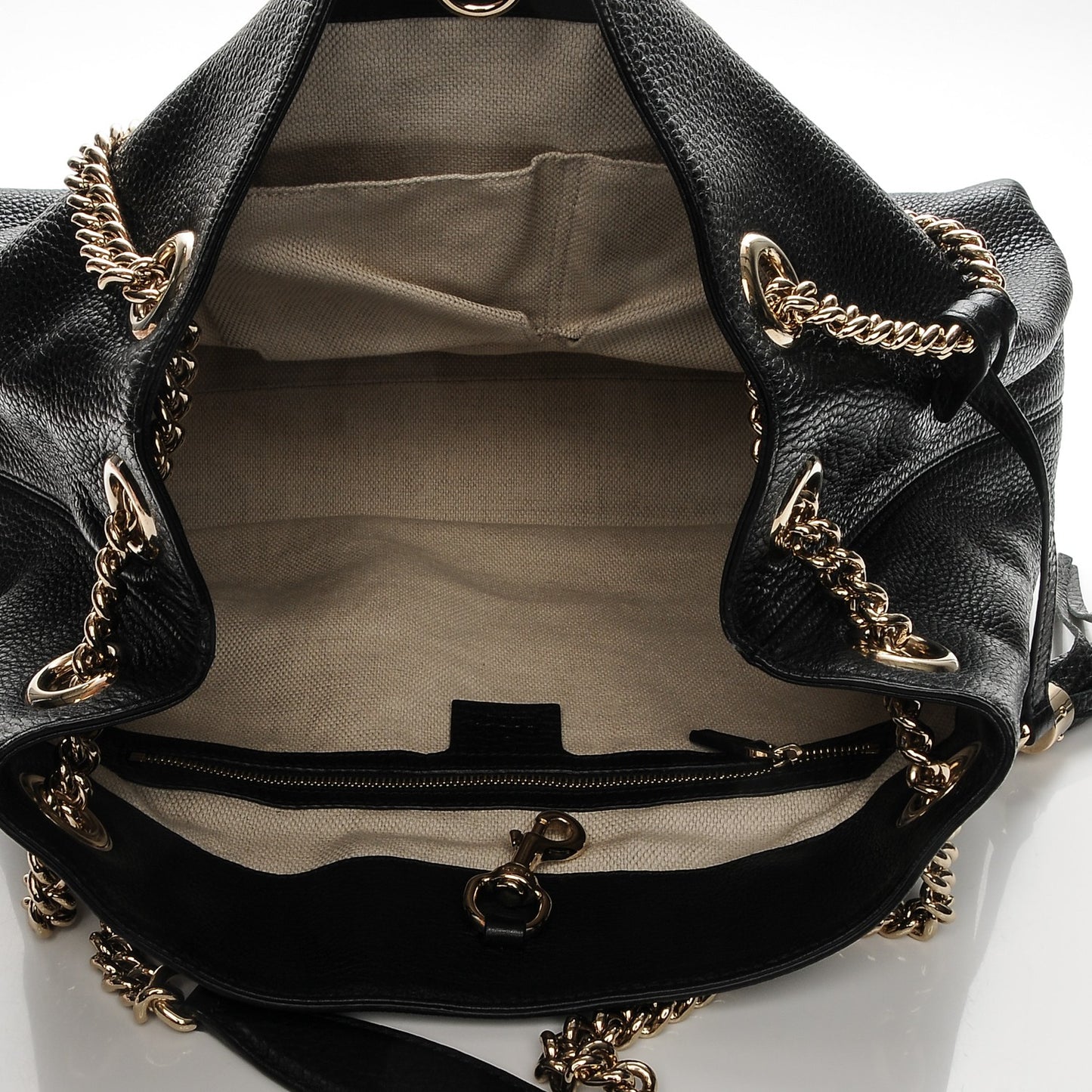 Pebbled Calfskin Medium Soho Chain Shoulder Bag Black