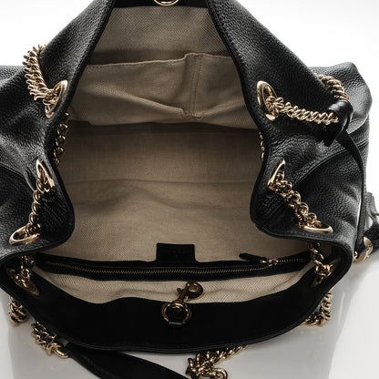 Gucci Pebbled Calfskin Medium Soho Chain Shoulder Bag Black 5 of 7