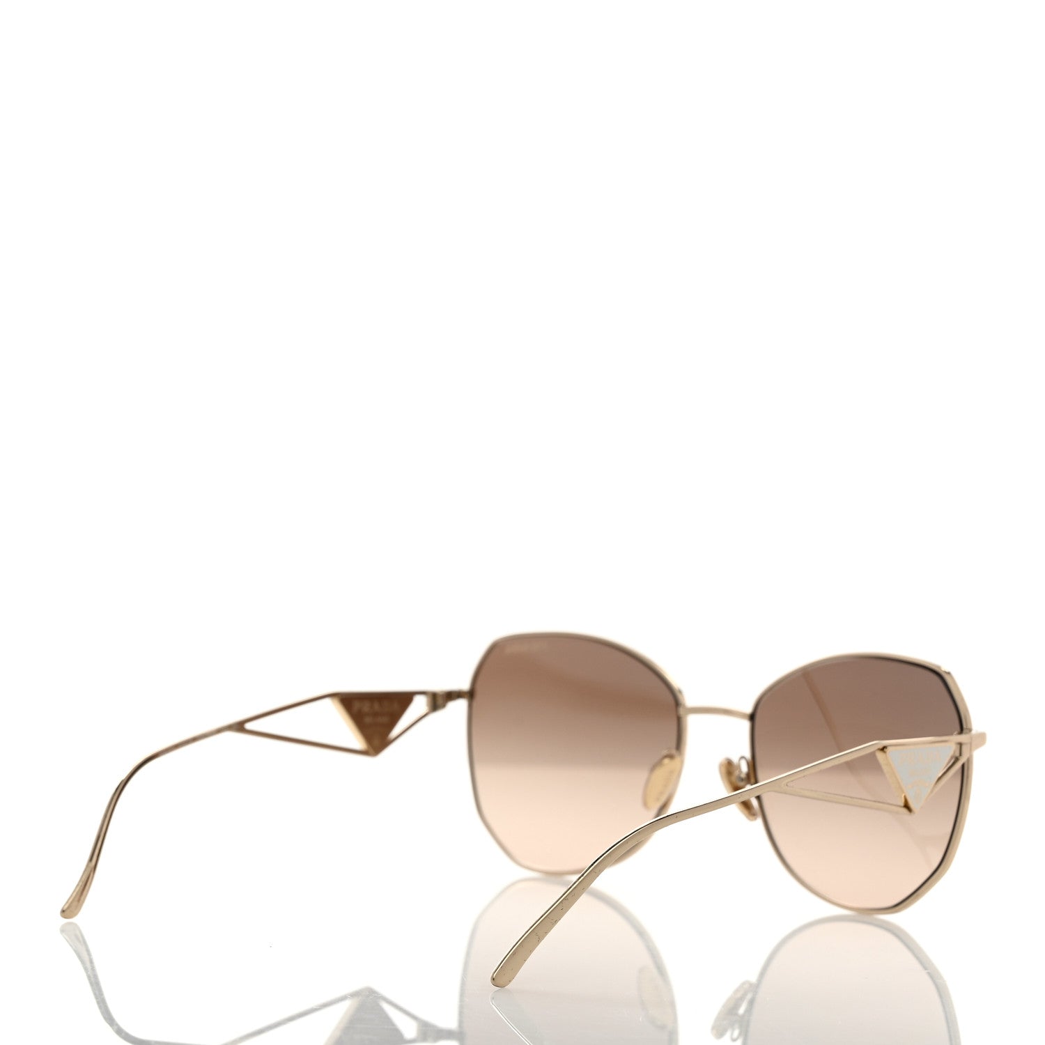 Prada Metal Symbole Triangle Logo Sunglasses SPR57YS Anthracite Gray Cammeo Beige 4 of 9