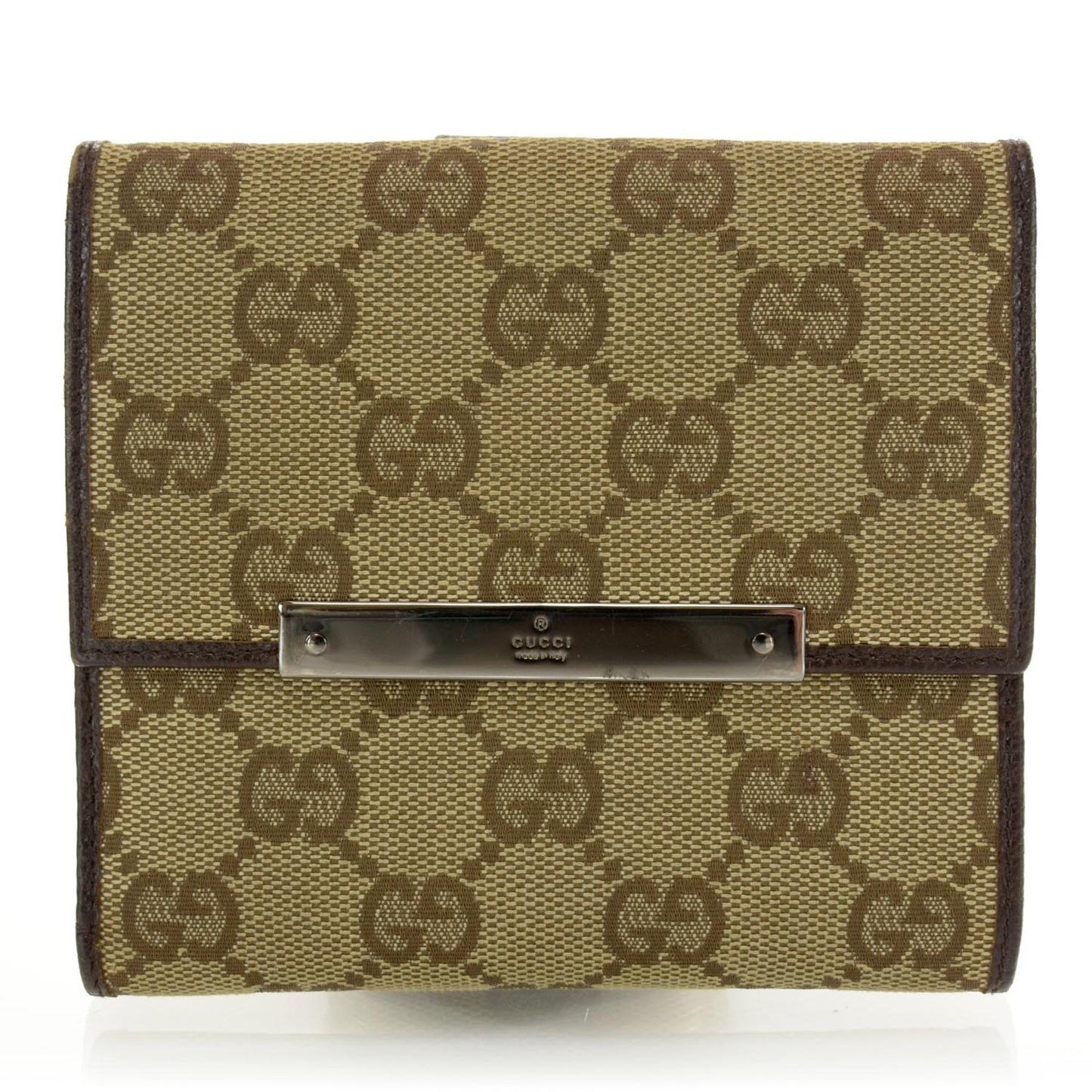 Monogram Metal Bar French Flap Wallet Beige Ebony Cocoa
