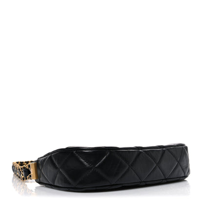 Chanel Crumpled Calfskin Quilted Braided CC Small Hobo Black 4 of 11
