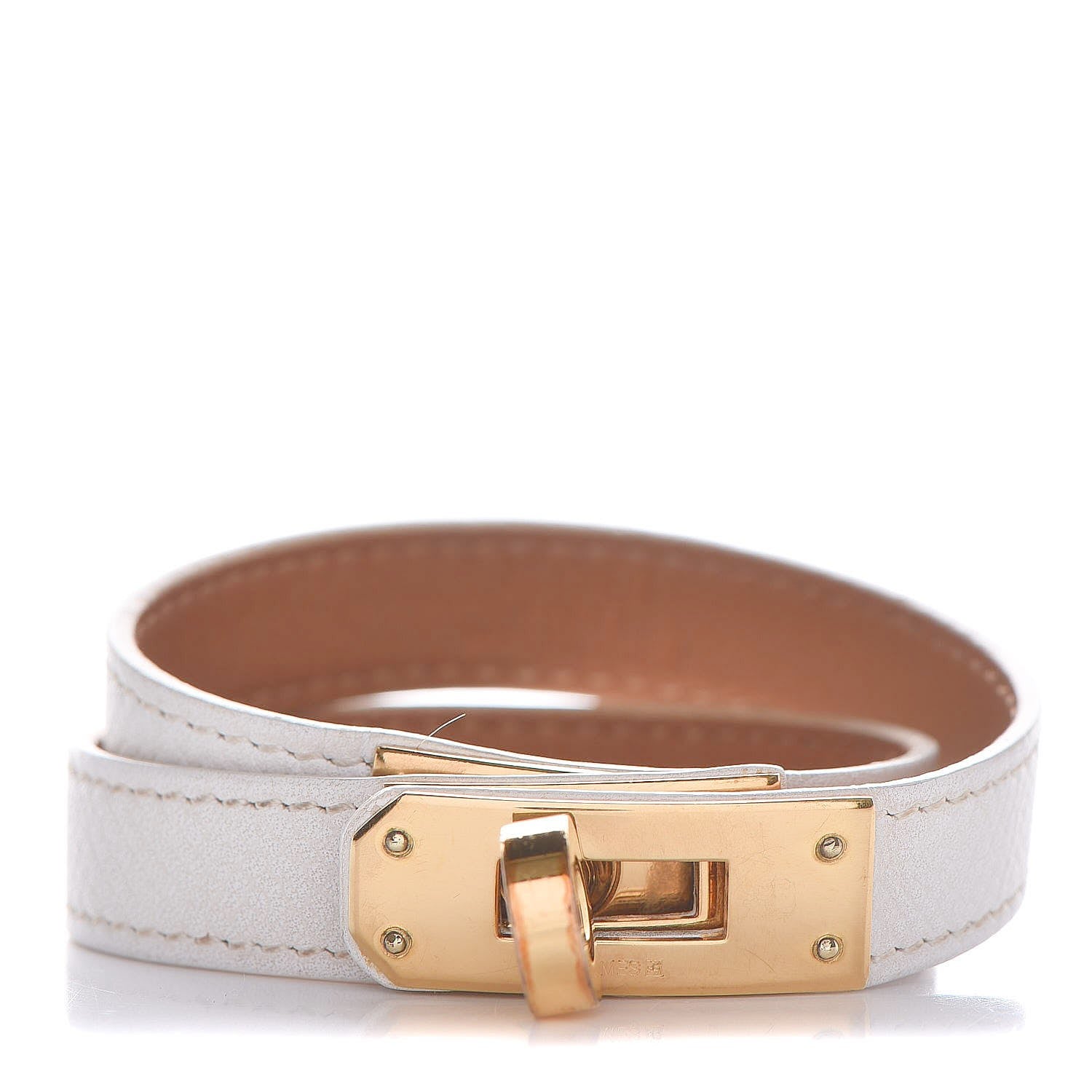 Hermes Epsom Kelly Double Tour Bracelet S Blanc White 1 of 6