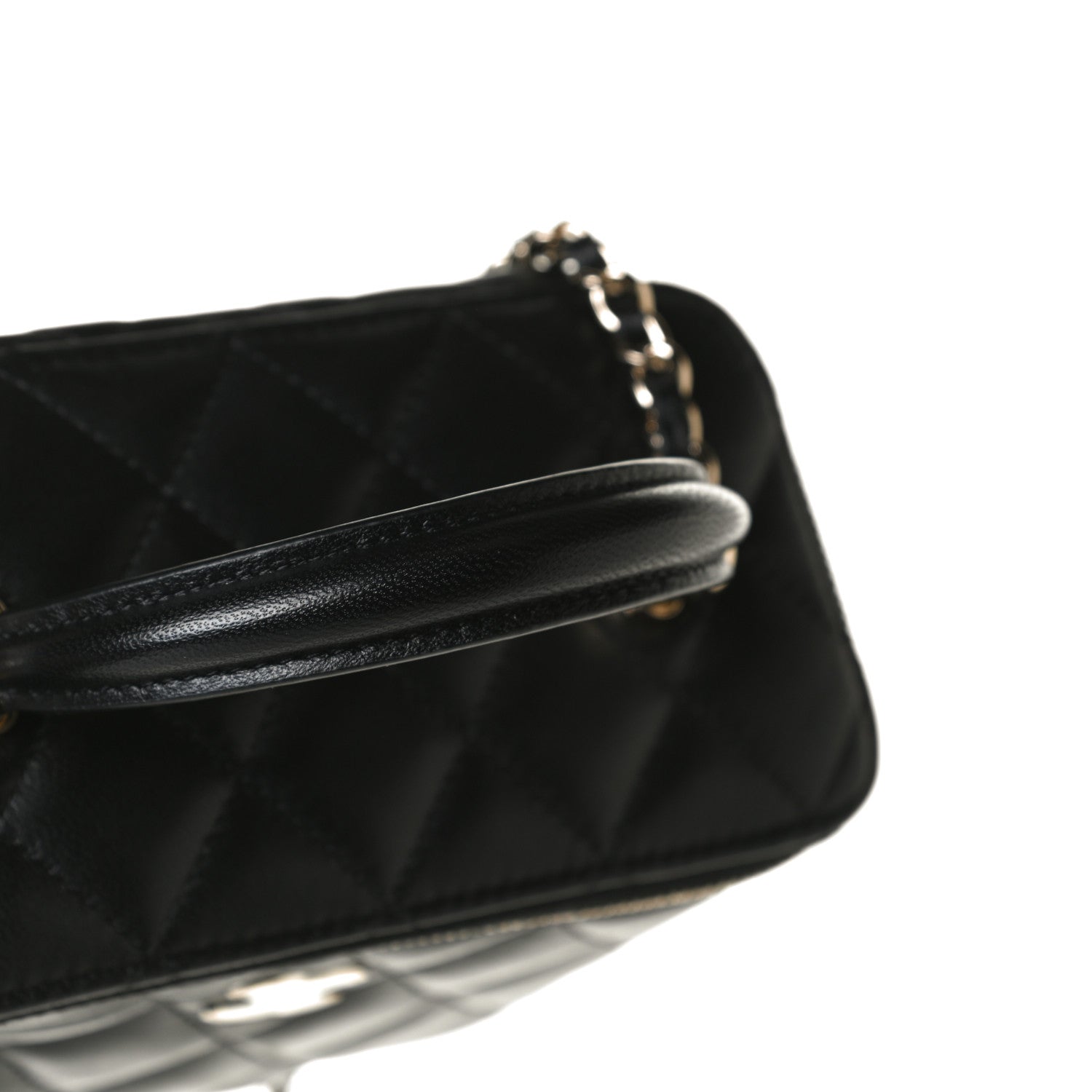 Chanel Lambskin Quilted Small Top Handle Vanity Case With Chain Black 13 of 14
