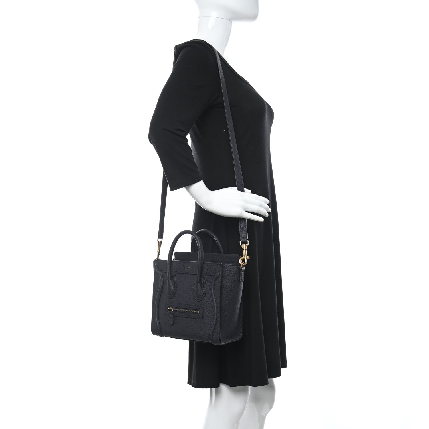 Celine Baby Drummed Calfskin Nano Luggage Navy Blue 2 of 10