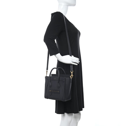 Celine Baby Drummed Calfskin Nano Luggage Navy Blue 2 of 10