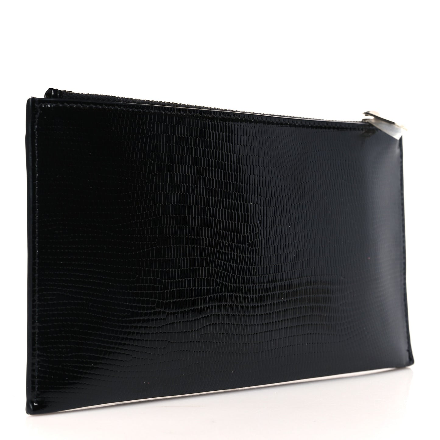 Lizard Embossed Monogram Bill Pouch Black