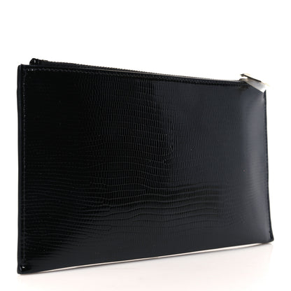 Saint Laurent Lizard Embossed Monogram Bill Pouch Black 3 of 7
