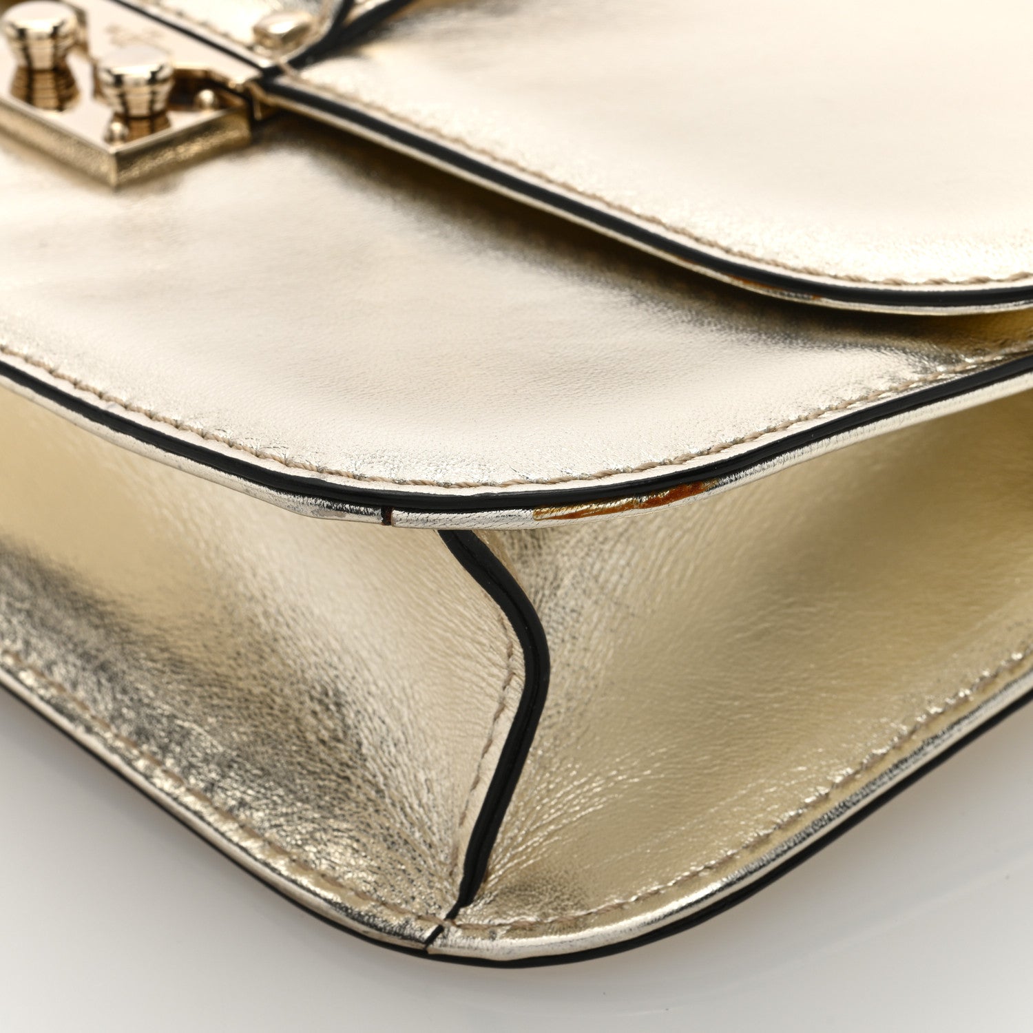 Valentino Garavani Metallic Nappa Medium Glam Lock Rockstud Flap Platino 9 of 9