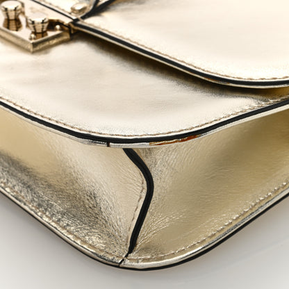 Valentino Garavani Metallic Nappa Medium Glam Lock Rockstud Flap Platino 9 of 9