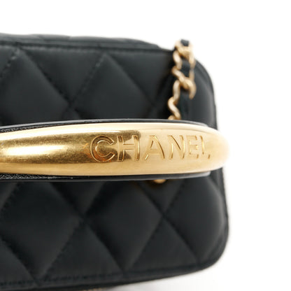 Chanel Lambskin Quilted Metal Small Top Handle Vanity Case With Chain Black 11 of 13