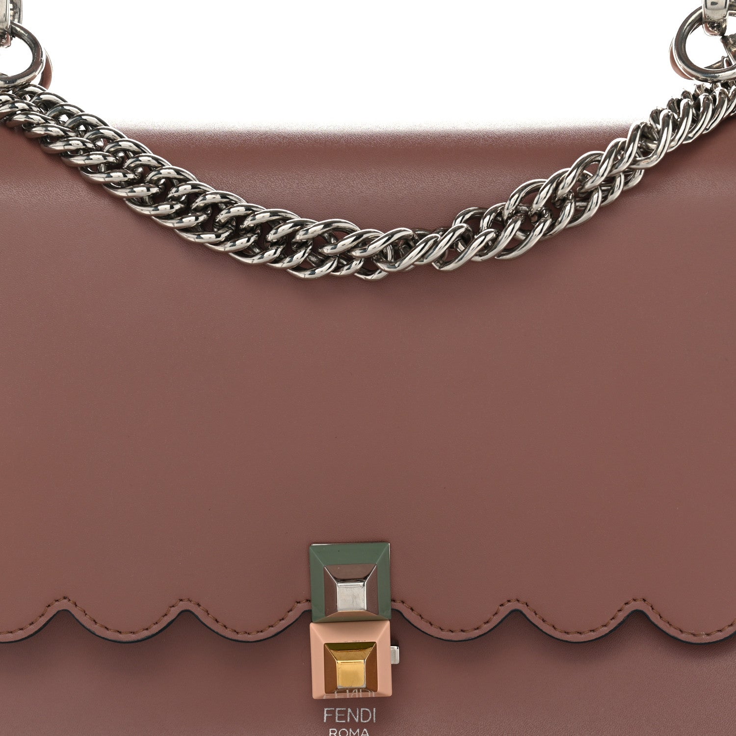 Fendi Vitello Liberty Scalloped Studded Kan I Shoulder Bag English Rose 8 of 11