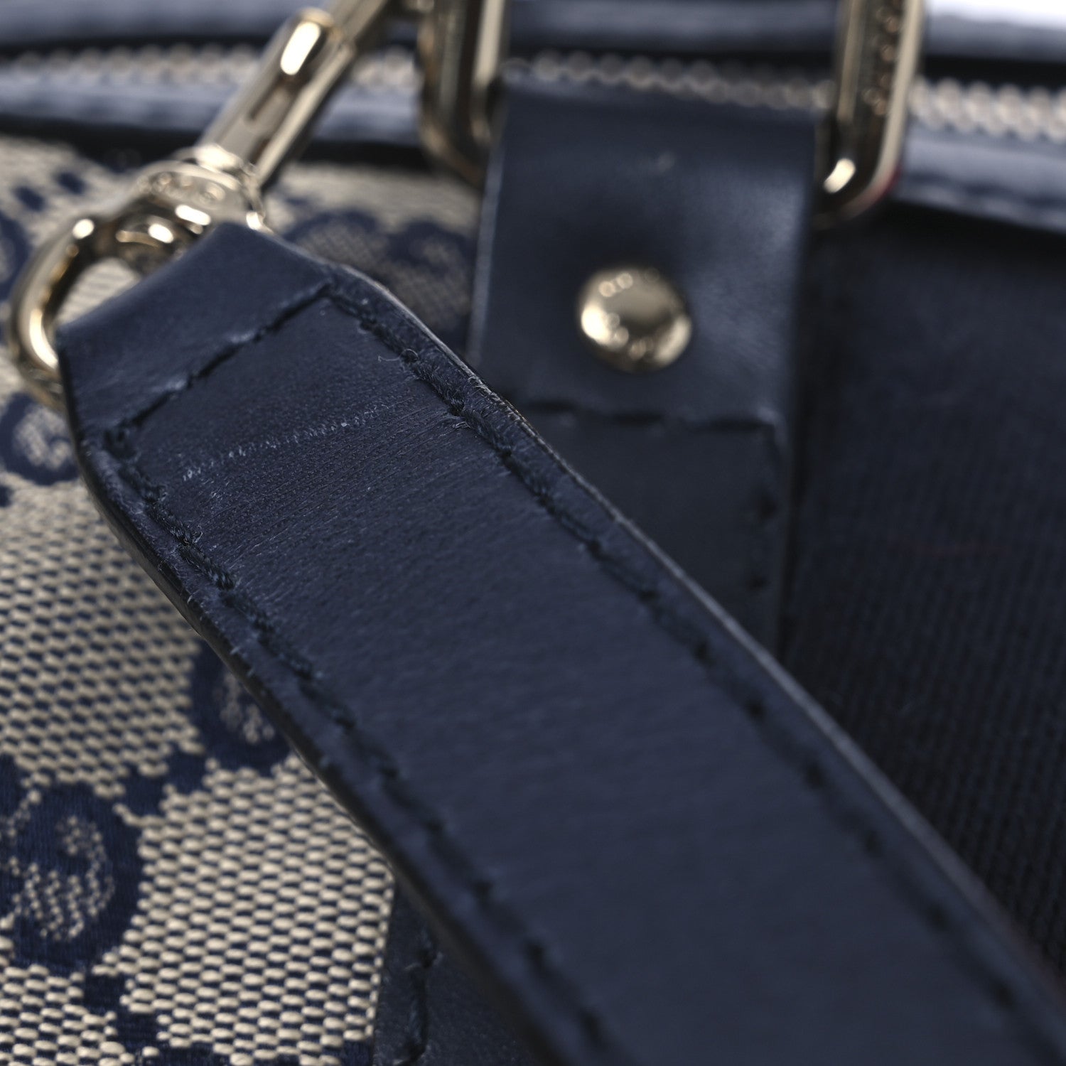 Gucci Monogram Vintage Web Small Boston Navy 14 of 14