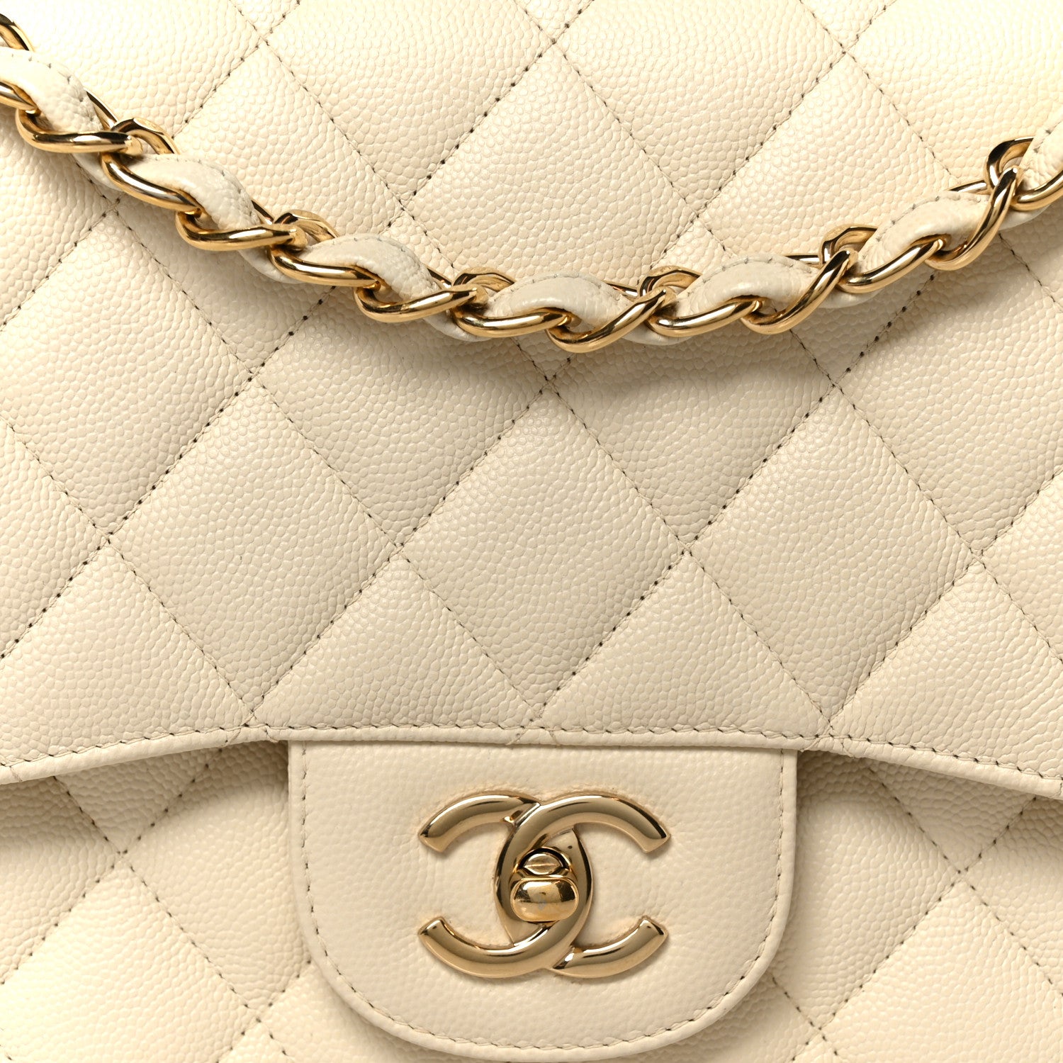 Chanel Caviar Quilted Jumbo Double Flap White 9 of 11