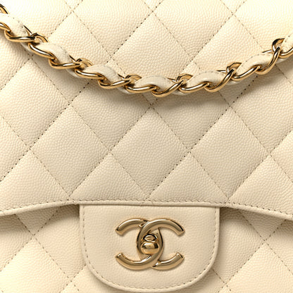 Chanel Caviar Quilted Jumbo Double Flap White 9 of 11