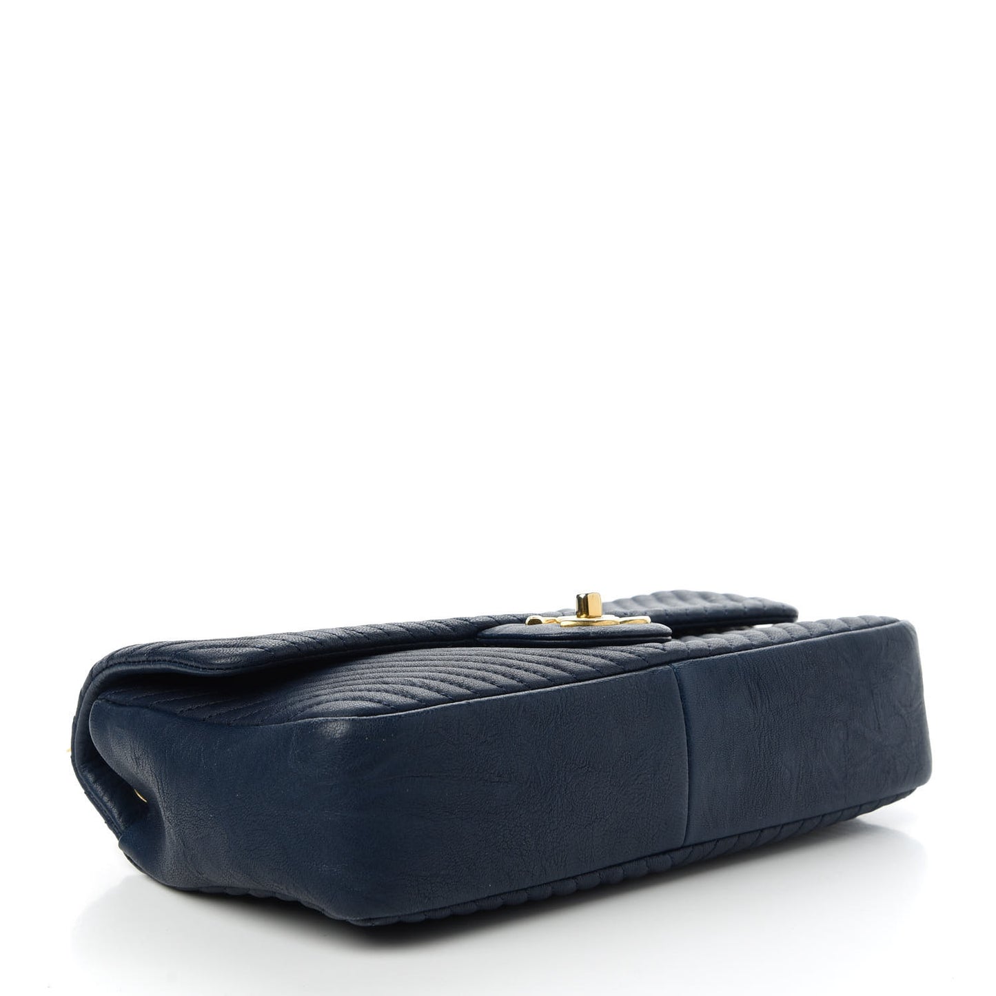 Calfskin Surpique Chevron Medium Flap Navy