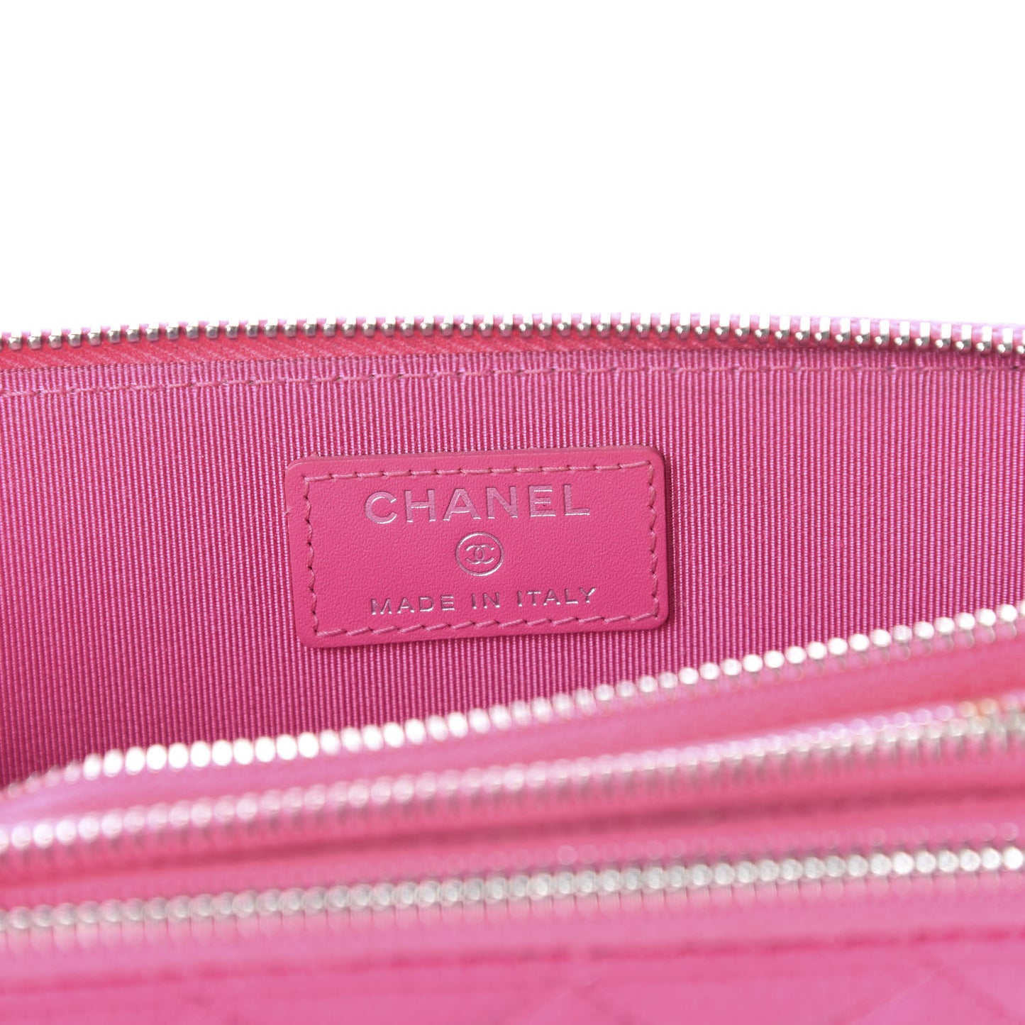 Caviar Quilted Triple Zipper Wallet Pink
