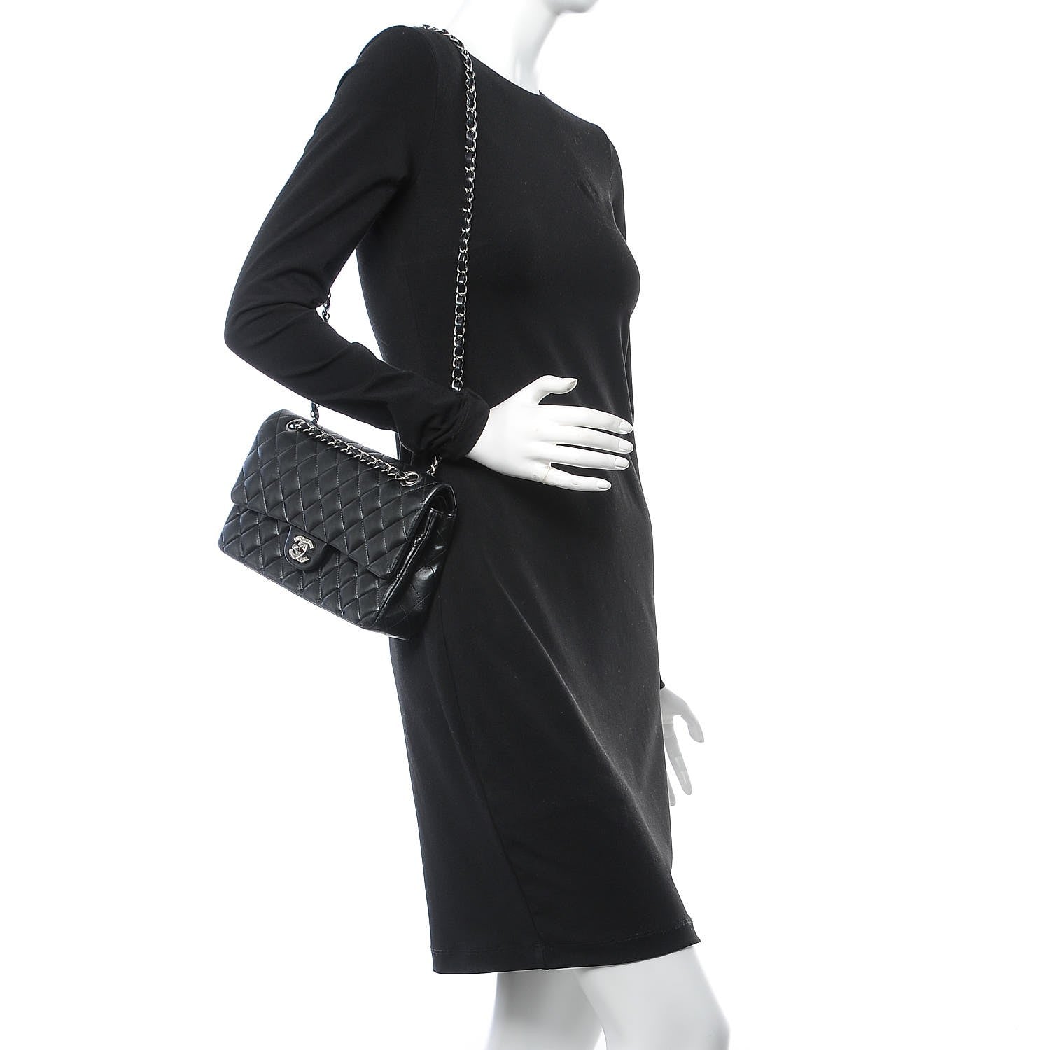 Chanel Lambskin Quilted Medium Double Flap Black 3 of 8