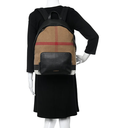 Burberry Mega Check Calfskin Abbeydale Simple Backpack Black Camel 2 of 12