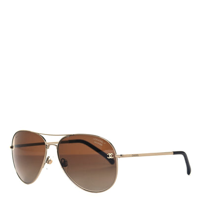Chanel Aviator CC Sunglasses 4189-T-Q Gold 1 of 5