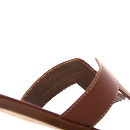 Hermes Box Calfskin Oran Sandals 37 Gold 10 of 11