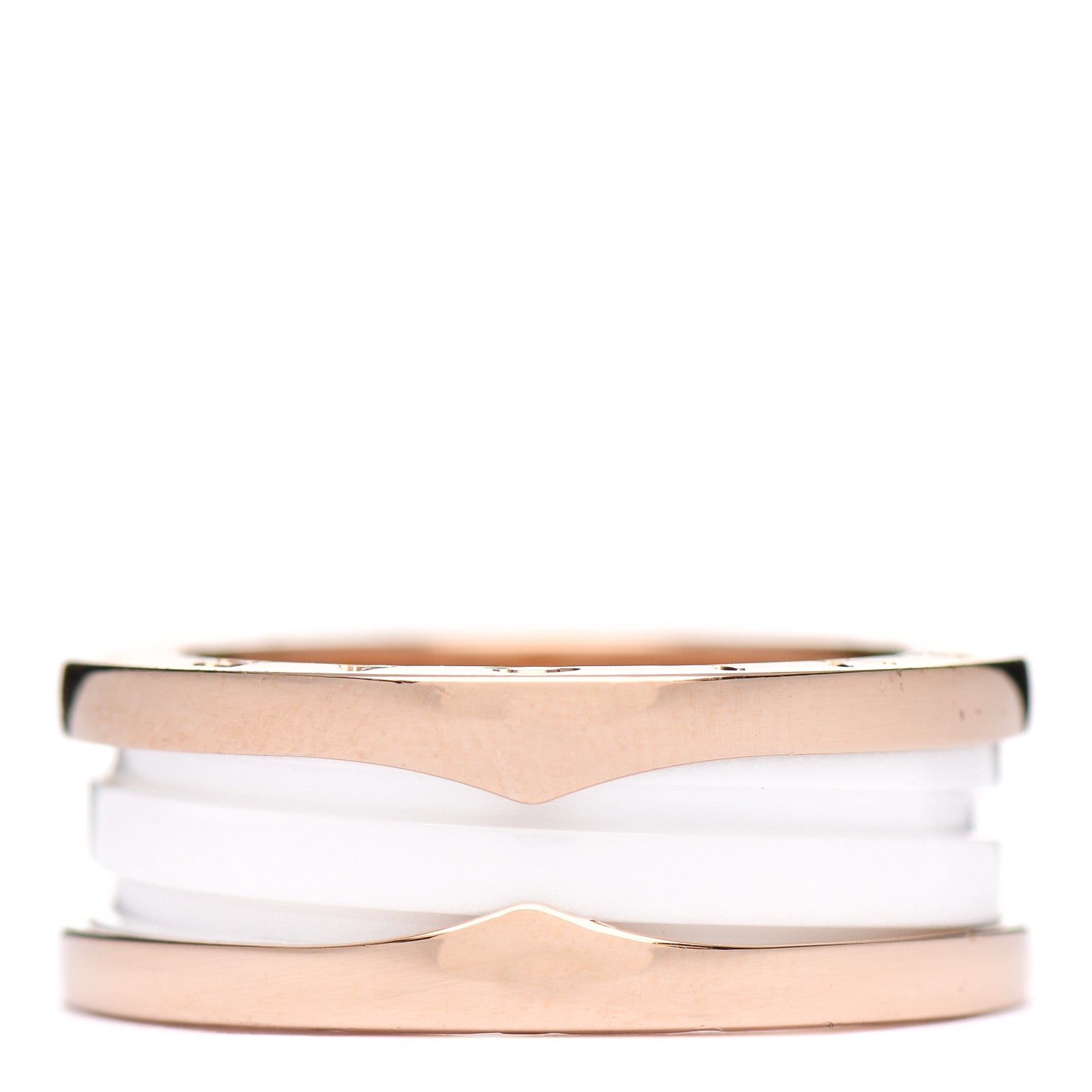 Bulgari 18K Rose Gold White Ceramic B.Zero1 Two-Band Ring 53 6.25 3 of 6