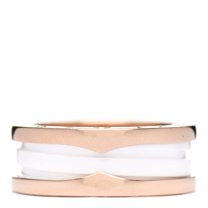 Bulgari 18K Rose Gold White Ceramic B.Zero1 Two-Band Ring 53 6.25 3 of 6
